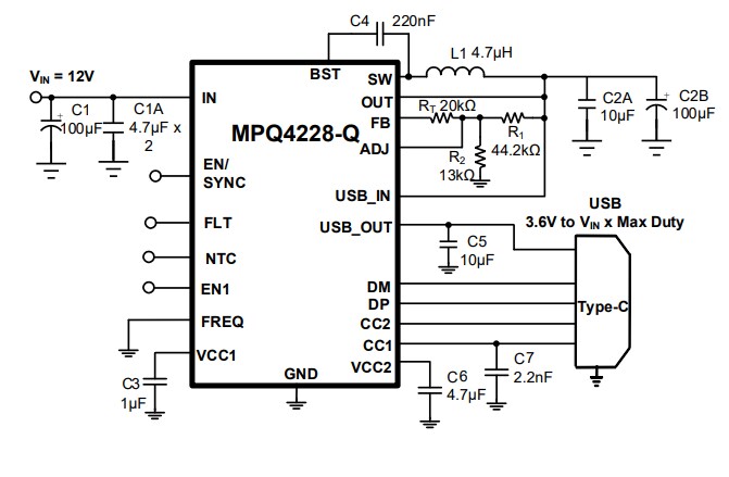 Monolithic Power Systems (MPS) MPQ4228-Q Step-Down Converter with Charging Port